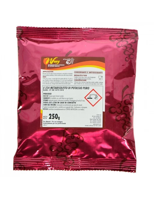 METABISOLFITO DI POTASSIO PER MOSTI E VINI 250 gr
