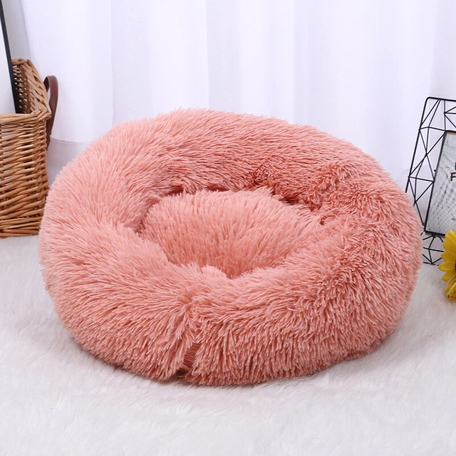 NEW Donut Plush Pet Dog Cat Bed Fluffy Soft Warm Calm Bed Sleeping Kennel Nest 8