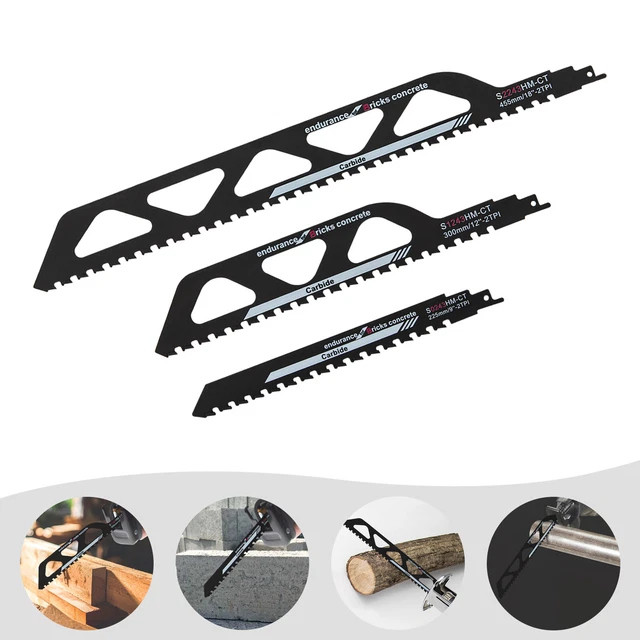 3* Reciprocating Saw Blade for Cutting Brick, Fiber Cement Universal Shank Black
