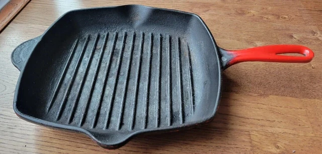 Square Flame Orange Red Cast Iron Skillet Pan  26 inch used