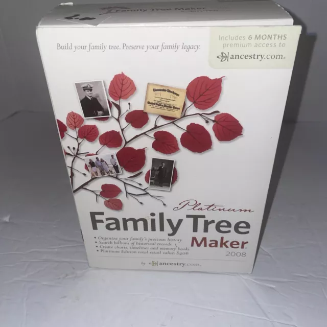 Family Tree Maker Platinum 2008 PC CD-ROM Software  Ancestry Genealogy $406Value