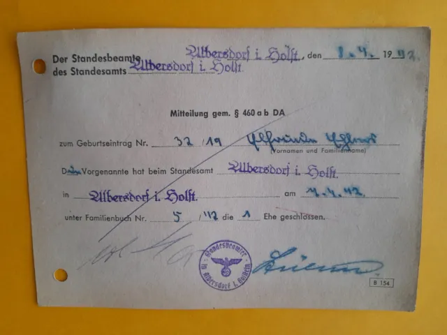 German Registery Office Documents ( Standesamt)  1940  *  1945   59