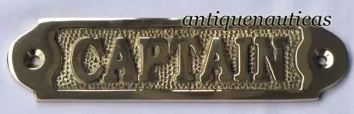 Nautical Brass "CAPTAIN" Plaque or Sign, Collectible Home Decorative Plaque