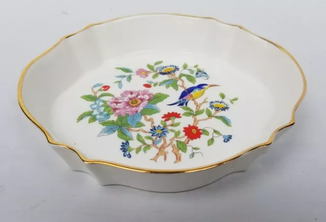 Aynsley Pembroke Oval | Scalloped Trinket Dish in Floral Bird Pattern; England