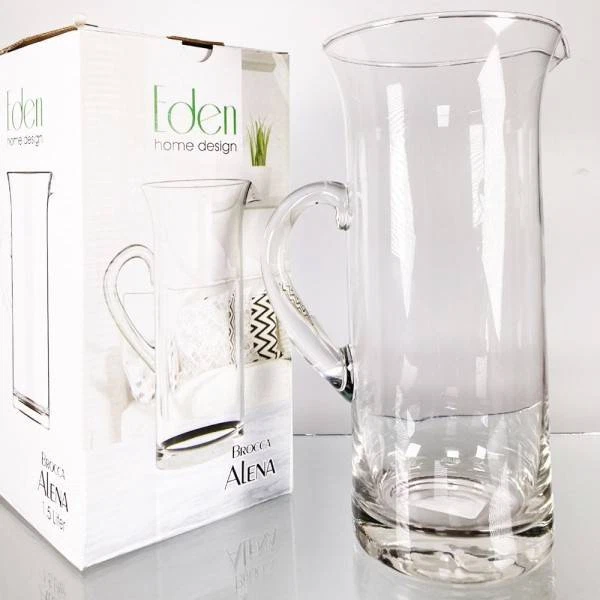 Brocca In Vetro Trasparente Da 1,2 Litri Con Tappo A Sfera In Legno - Borosilicato Senza Piombo, Per Acqua, Succhi E Tè Freddo