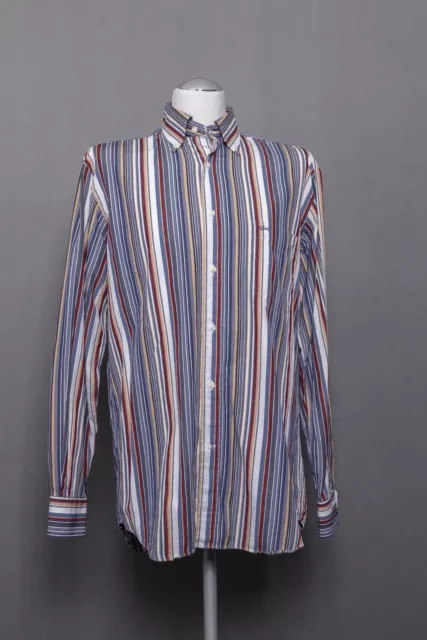 Paul & Shark Casual Shirt KW39 M Blue Colourful Stripes Long Button-Down E77
