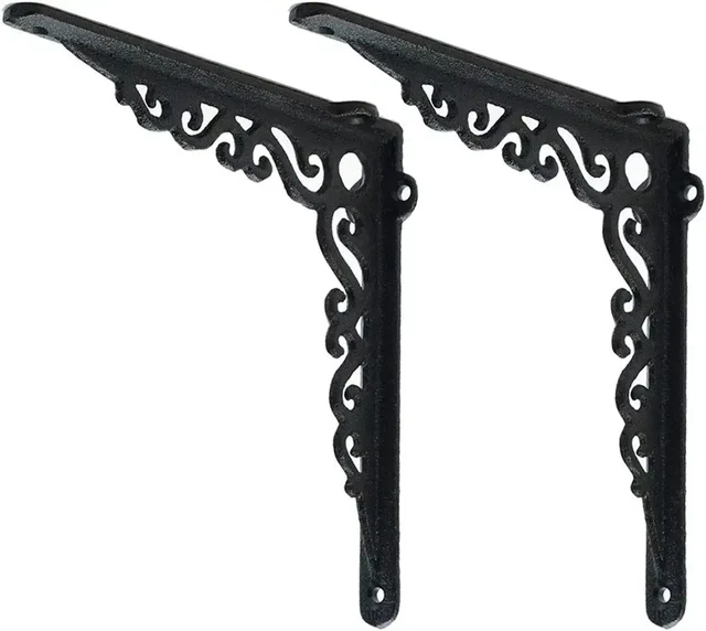 Cast Iron Heavy Duty Shelf Brackets - Rustproof Sturdy 90° Right Angle Wall Hang