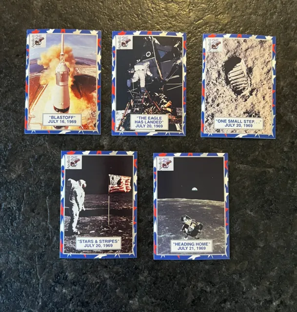 1994 Citgo APOLLO 11 Moon Landing 25th ANNIVERSARY Card Set (5) - Mint! Vintage!