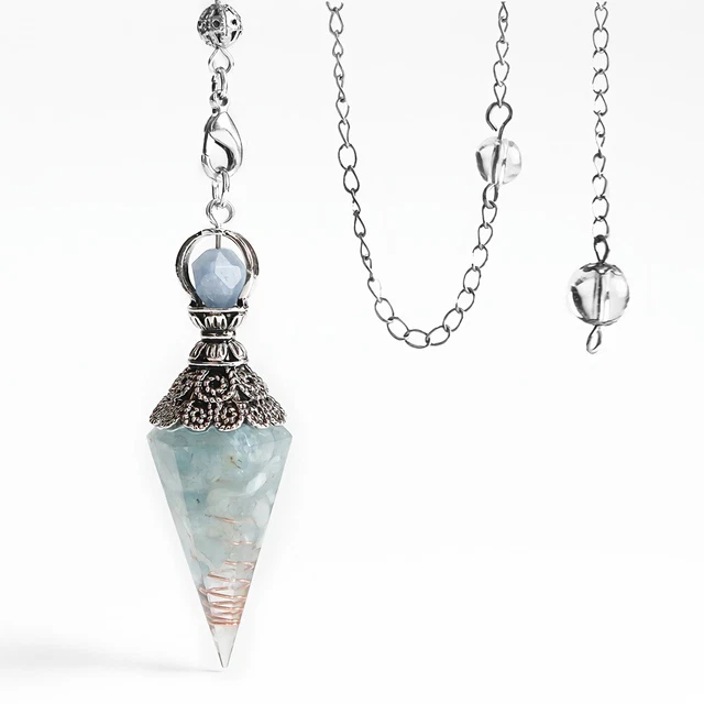 Natural Quartz Crystal Pendulum Healing Chips Stone Reiki Chakra Chain Pendant