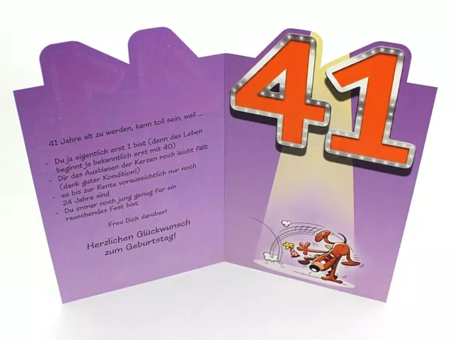 LUSTIGE GEBURTSTAGSKARTE 41 Jahre Karte Geburtstag Glückwunschkarte mit
