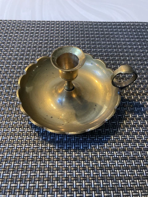Vintage Brass Candlestick Wee Willy Winky Flutes Style Candle Holder