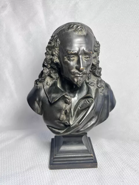 French Bronze Bust Man Of Distinction Cardinal Zuchetto Cap Vintage