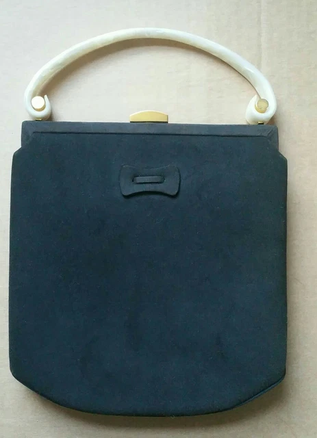 Rosenfeld Black Handbag Evening w/ Lucite Mother-of-Pearl Handle Rosenfeld Black Handbag Evening w/ Lucite Mother-of-Pearl Handle