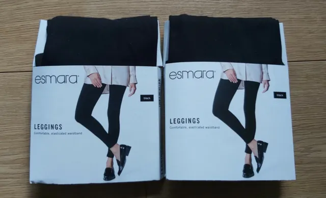 PACK OF TWO Esmara Leggings Black Leggings Size S, M, L, Rich Cotton  Leggings £9.99 - PicClick UK