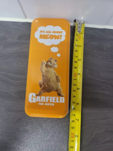 Rare Garfield Tin Case The Movie 'It's All About Meow' Pencil Case Tin 2004 2