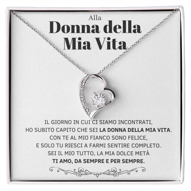 Collana Donna Amore Argento Regali per lei - Cofanetto con DEDICA incluso