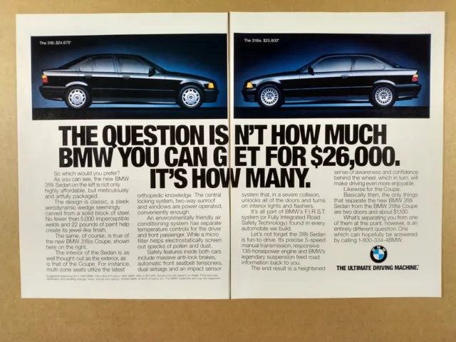 1994 BMW E36 318i Sedan & 318is Coupe vintage print Ad