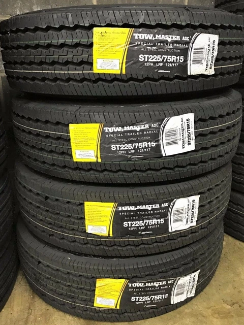 4 Tires GreenBall Tow-Master ASC All Steel ST 225/75R15 Load F 12 Ply Trailer