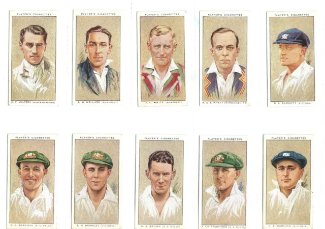 1934 Cricketers England Australia cricket Complete Tobacco Card Set 50 cards lot 3