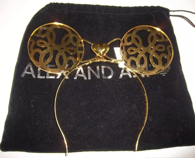 Disney Parks Alex & Ani Shiny Gold Tone Minnie Mouse Ear Headband