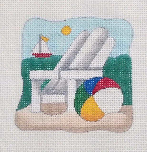 Melissa Shirley Designs needlepoint handpaint 1142H Beach Adirondack Ball Boat