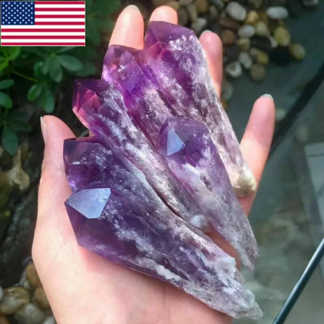 Natural Amethyst Cluster Crystal Quartz Point Wand Specimen Reiki Healing US