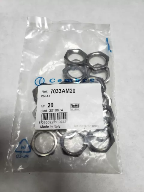 Cembre 7033Am20 Stainless Steel Locking Nut M20X1.5 Iso 20 Thread Lot Of 20 Nnb