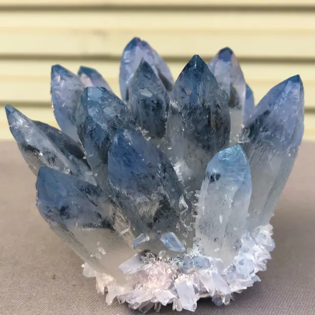 358g  New Find blue Phantom Quartz Crystal Cluster Mineral Specimen Healing