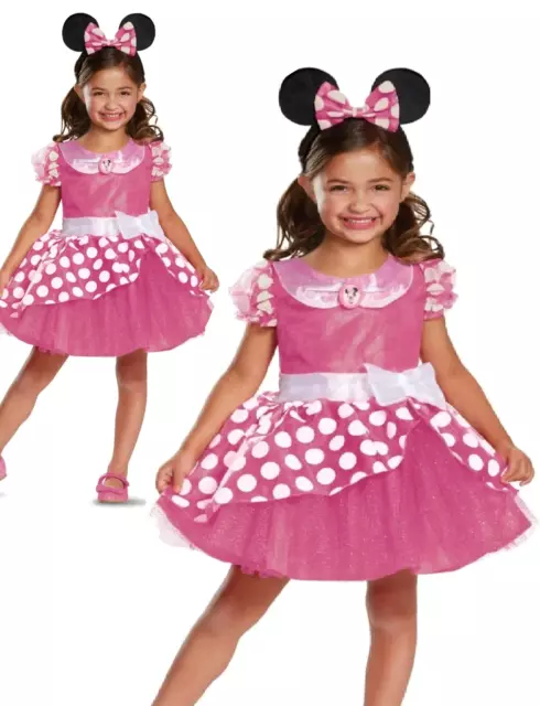 Disney Minnie Mouse Lujo Traje Niña Libro de Cuento de Hadas Día Disfraz