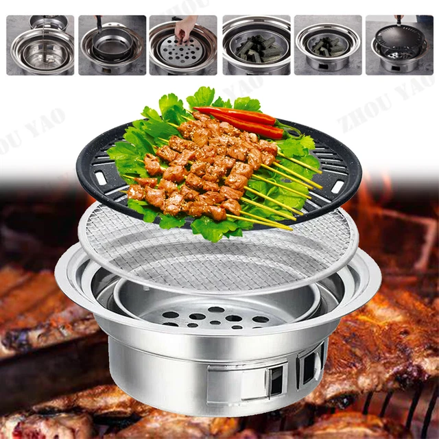 KOREAN STAINLESS STEEL Charcoal BBQ Picnic Table Grill Barbecues Stove