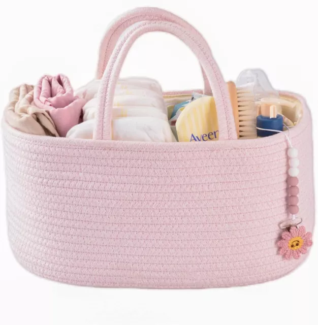 Baby DiaperCaddy Organizer for Girl Boy Rope Nursery Storage Bin Basket Portable