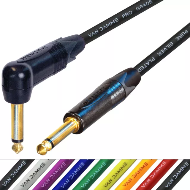 Guitar Cable Gold Van Damme Pro Right Angle to Straight Lead Neutrik 1/4" 6.35mm