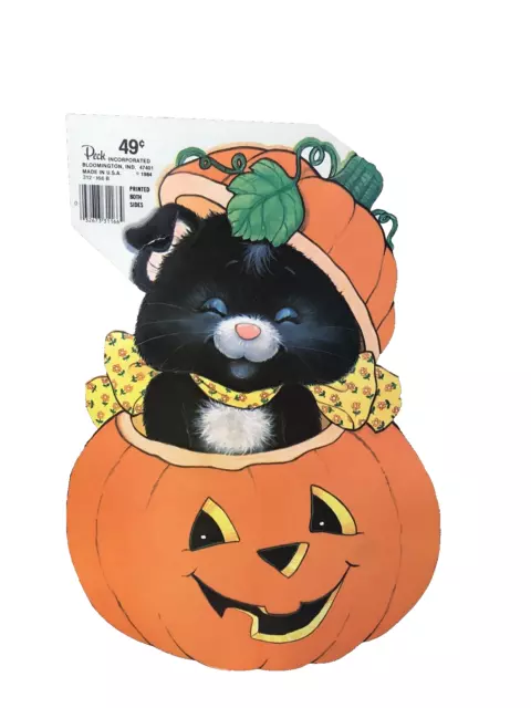 Diecut Jack-O-Lantern Pumpkin Black Cat Vintage 80s Halloween Wall Decor