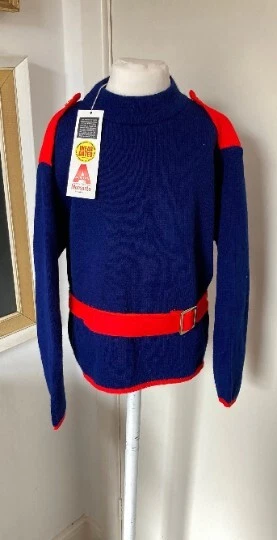NEW BNWT Vintage 1970s Montsanto Navy & Red Jumper Children's Size 28 Sweater
