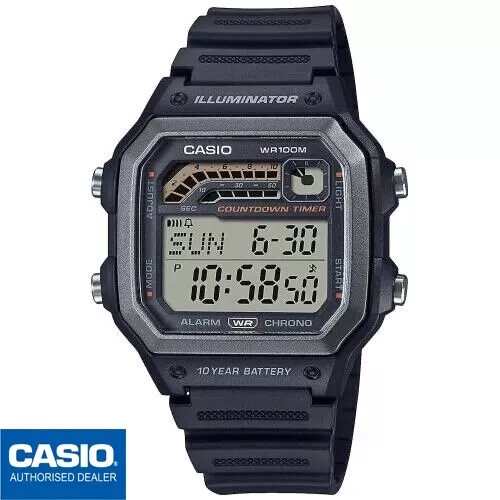 CASIO WS-1600H-1AVEF⎪WS-1600H-1A⎪Original⎪HOMBRE⎪Sumergible⎪Negro