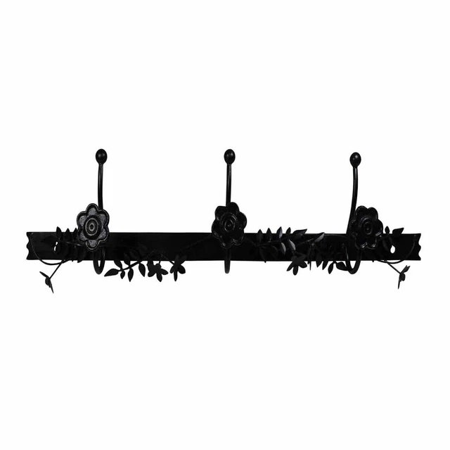 Decorative Triple Hook Black Rose Wrought Iron | Renovator's Supply
