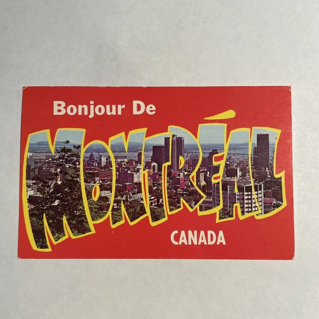 POSTCARD BONJOUR DE Montreal Canada Welcome To Banner City Skyline $3.