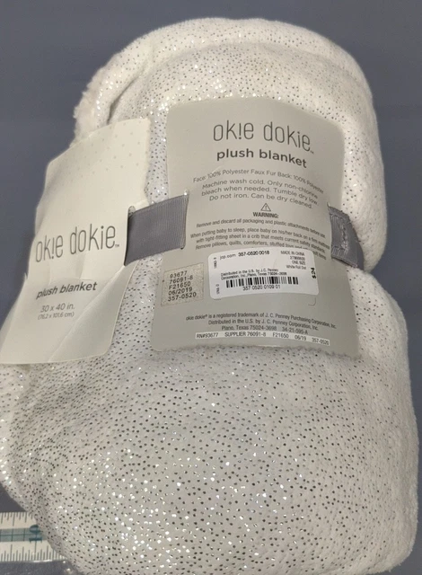 NUEVO CON ETIQUETAS OKIE DOKIE Blanco Punto de Lámina Para Bebé Manta Peluche JcPenney 30X40