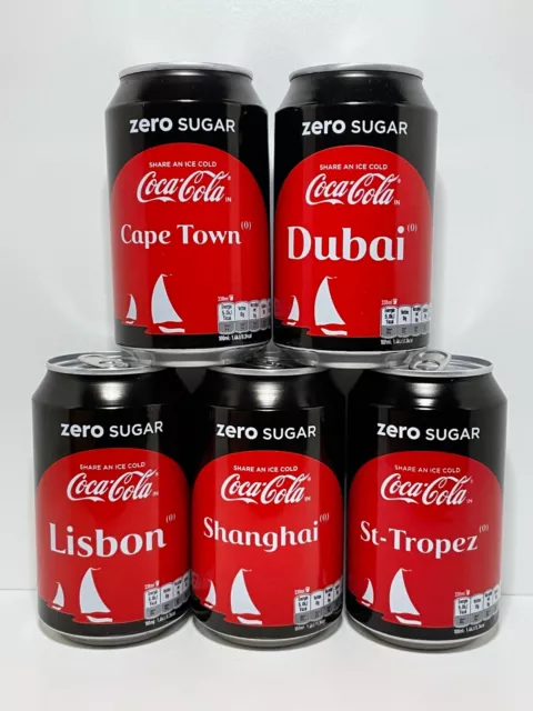 Coca Cola Coke Zero Cans; 5 Different 'Summer Destination 2017' Cans, Holland