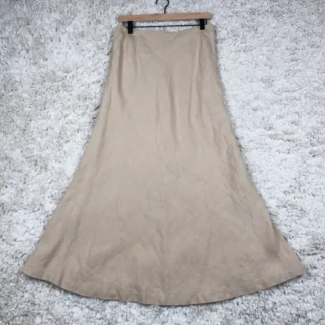 Lauren Ralph Lauren Vintage Linen Maxi Skirt Sz 10 Beige Tan Lined Bias Cut EUC