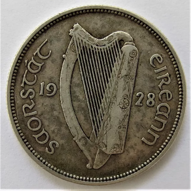 1928 Ireland Florin / 2 Shillings .750 Silver Coin 1st Year of Issue.