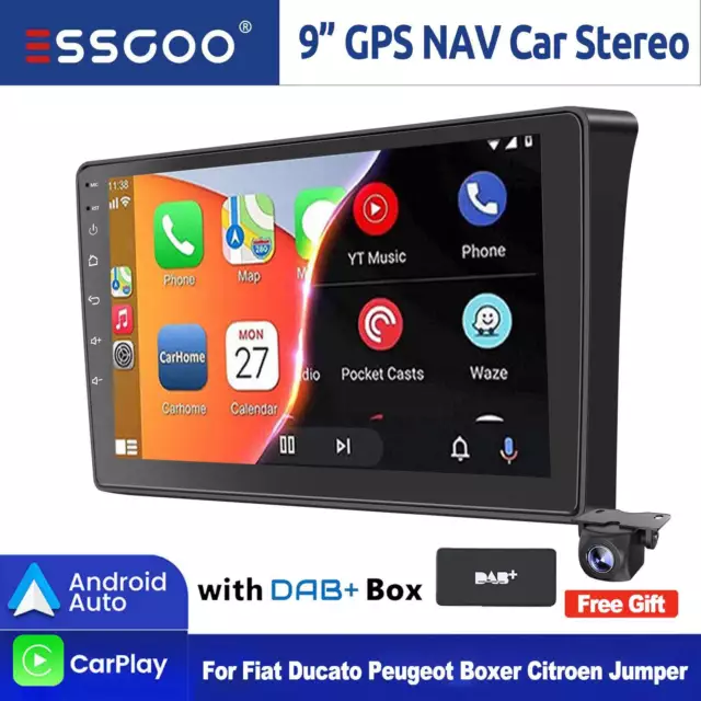 DAB+ Android 13 Carplay Car Stereo For Fiat Ducato Peugeot Boxer Citroen Jumper