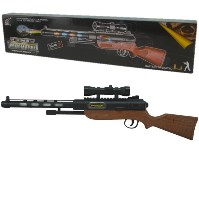 KIDS ARMY SNIPER AIR RIFLE TOY GUN 52cm LIGHTS SOUND BOYS GIRLS ARMY