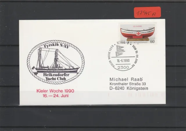 Ship postcard with ship stamp Fyrskib N.XV 16.6.1990