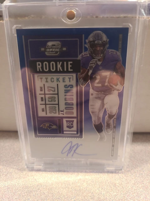 2020 J.k. Dobbins Contenders Optic Blue Prizm Rookie Ticket Rc Sp Auto #64/75