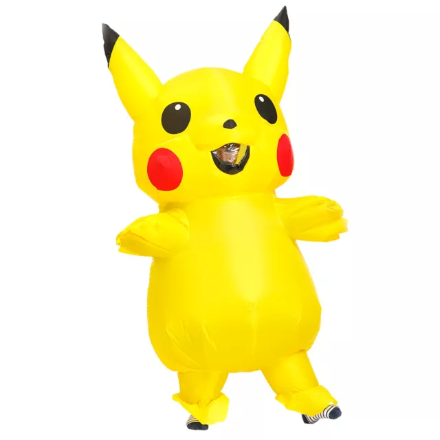 Adulto Inflable Pikachu Disfraz Halloween Fiesta Cosplay Explotar Elegante Vestido Reino Unido