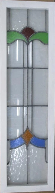 LARGE OLD ENGLISH LEADED STAINED GLASS WINDOW Cute Abstract 12.5" x 43.25"