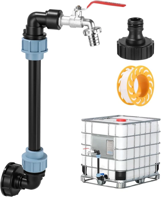 Robinet Cuve IBC 1000L En Laiton – Adaptateur S60x6 Avec Sortie 3/4" Double, Robinet Récupérateur Eau De Pluie Robuste Et Étanche