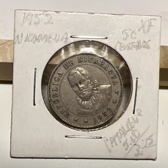 1952 Nicaragua 50 Centavos XF (INV B)
