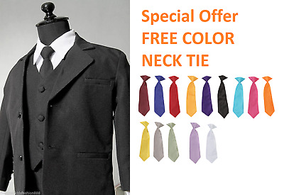 SALE BOYS BLACK FANCY FORMAL SUIT with FREE COLOR NECK TIE for ALL OCCASION